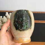 Mug cup with laughing face in sandstone Sylvain Sttublet vintage ceramic 1950