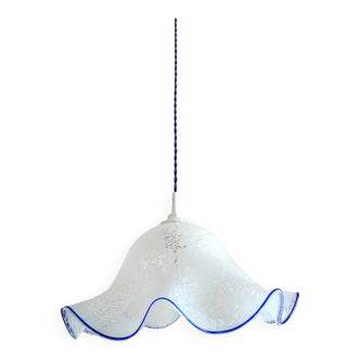 Pendant lamp in blue spotted glass 1970