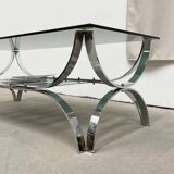 Table basse rectangulaire chrome / verre fumé