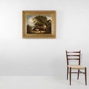 Tableau rococo avec cadre en bois doré, Belgique vers 1900