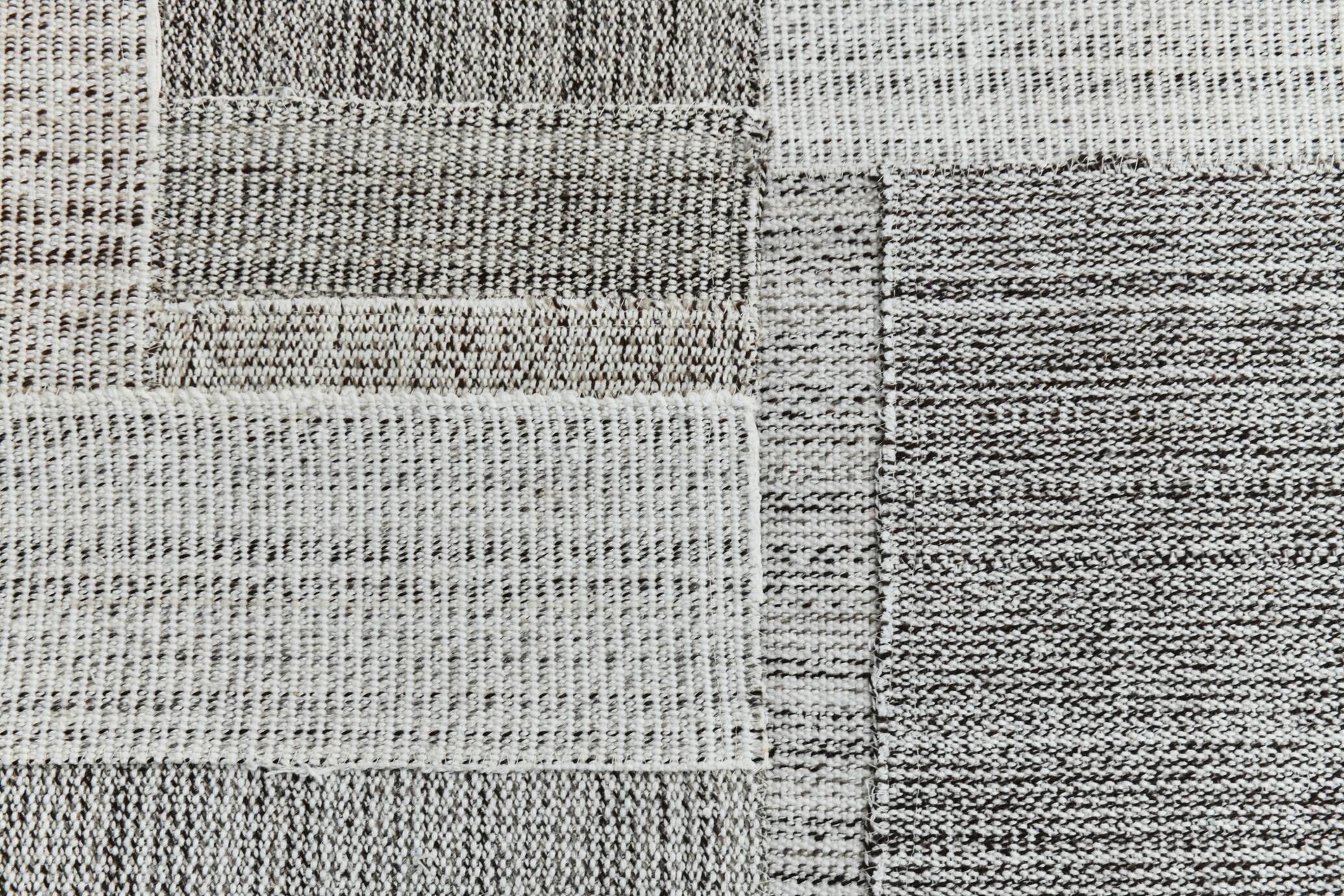 2x8 Kilim White Black Solid Kilim Runner Rug, 72x254Cm