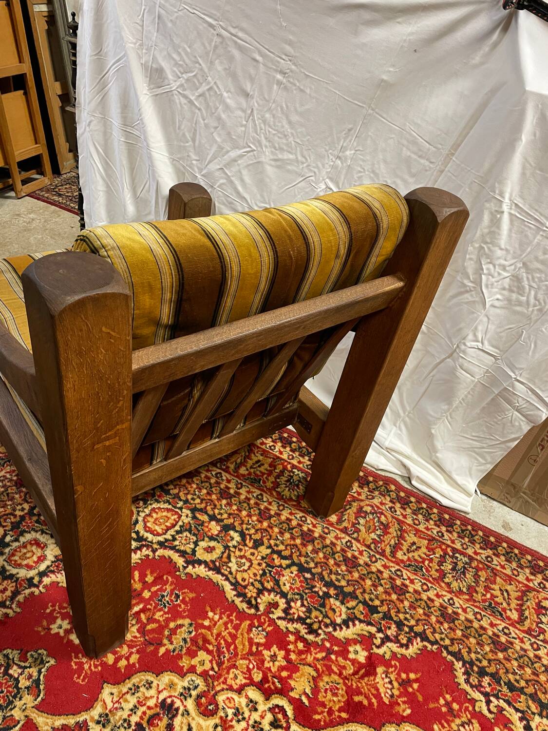Brutalist design armchair in old oak