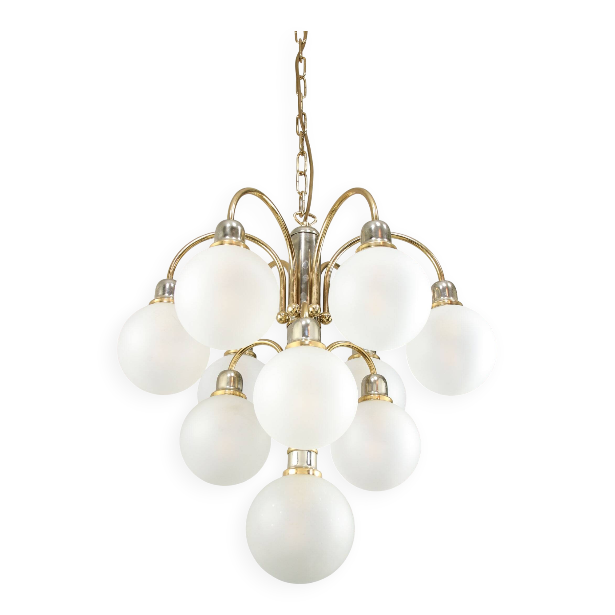 Vintage Orion Brass Ball Chandelier: Mid-Century Modern Sputnik Lighting