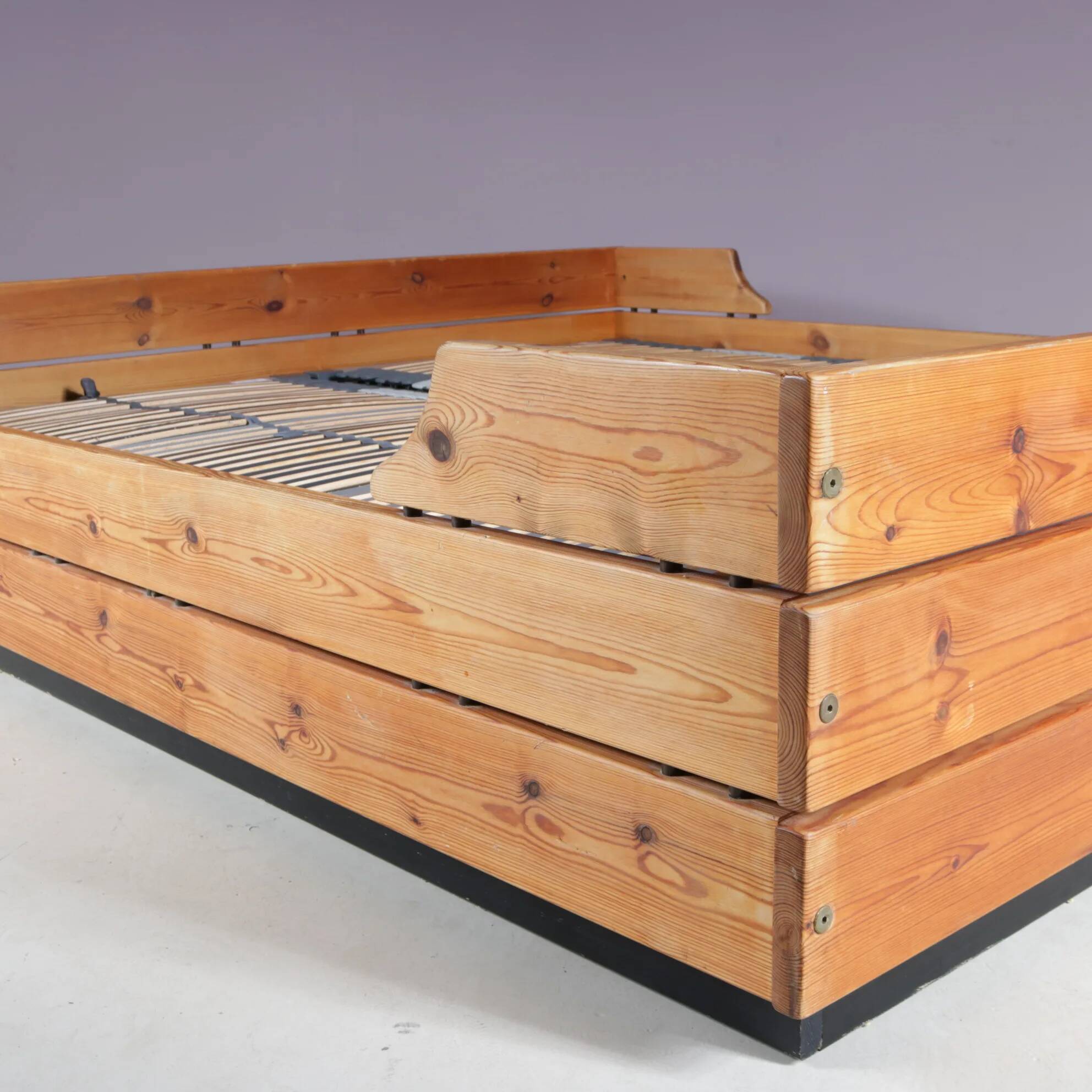 1970s pine wooden bed from Finland