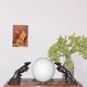 Lampe art déco marbre globe opaline et lévriers en régule, 1930