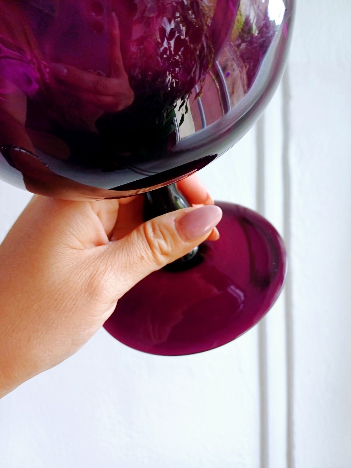 Vase en verre Empoli améthyste – Verre d'art italien soufflé à la main, milieu du siècle