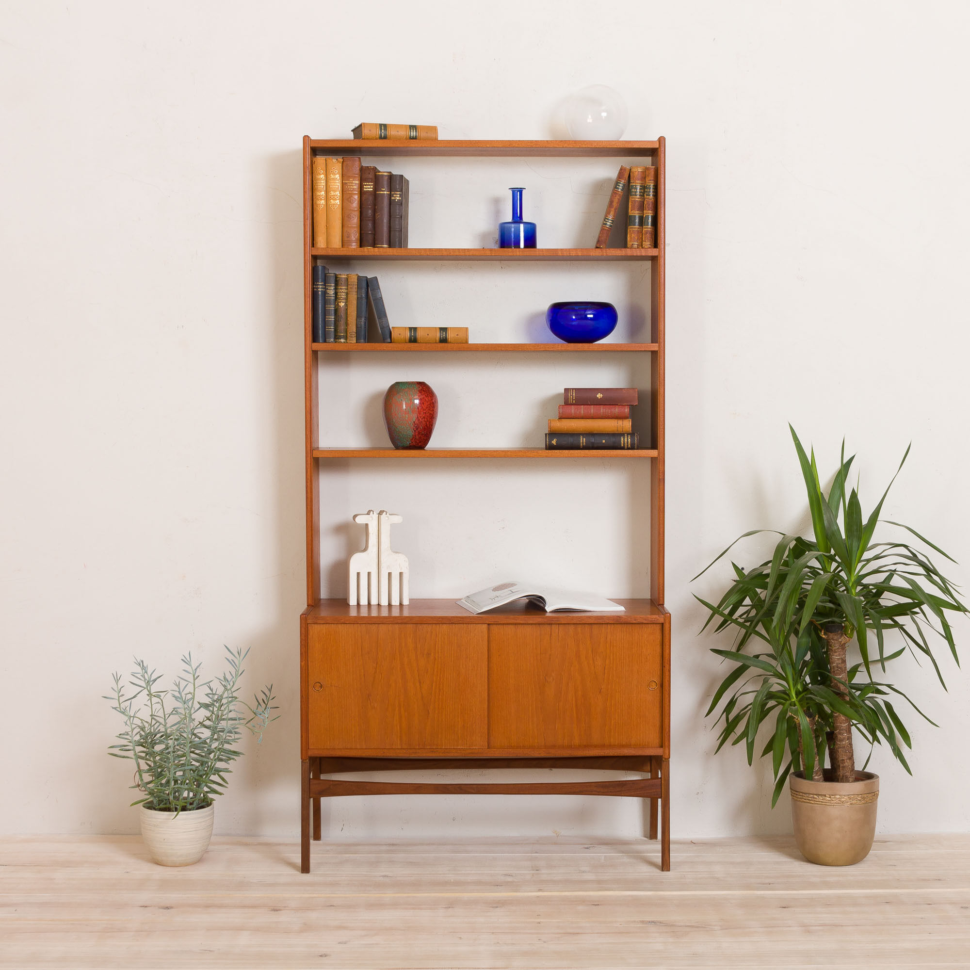 Norwegian mid-century bookshelf credenza in teak, 60s