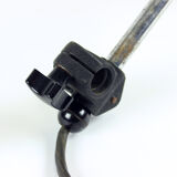 Applique murale industrielle en bakélite noire & chrome, Tchécoslovaquie années 1950