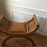 50s leather and teak stool