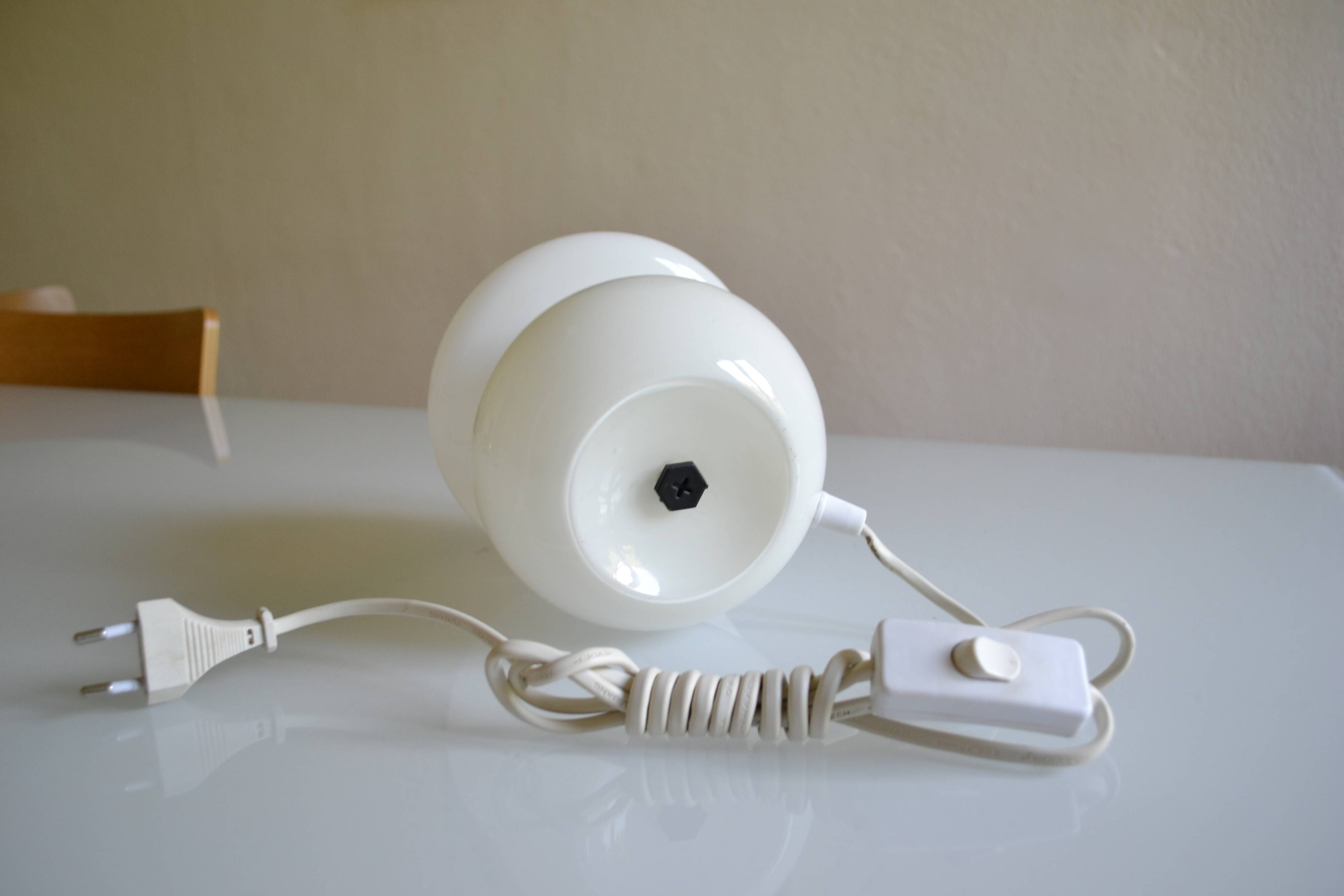 mushroom night light opal glass white Italy 80's 1980