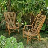 Paire de fauteuils en rotin