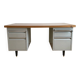 Vintage industrial desk in wood and grey metal