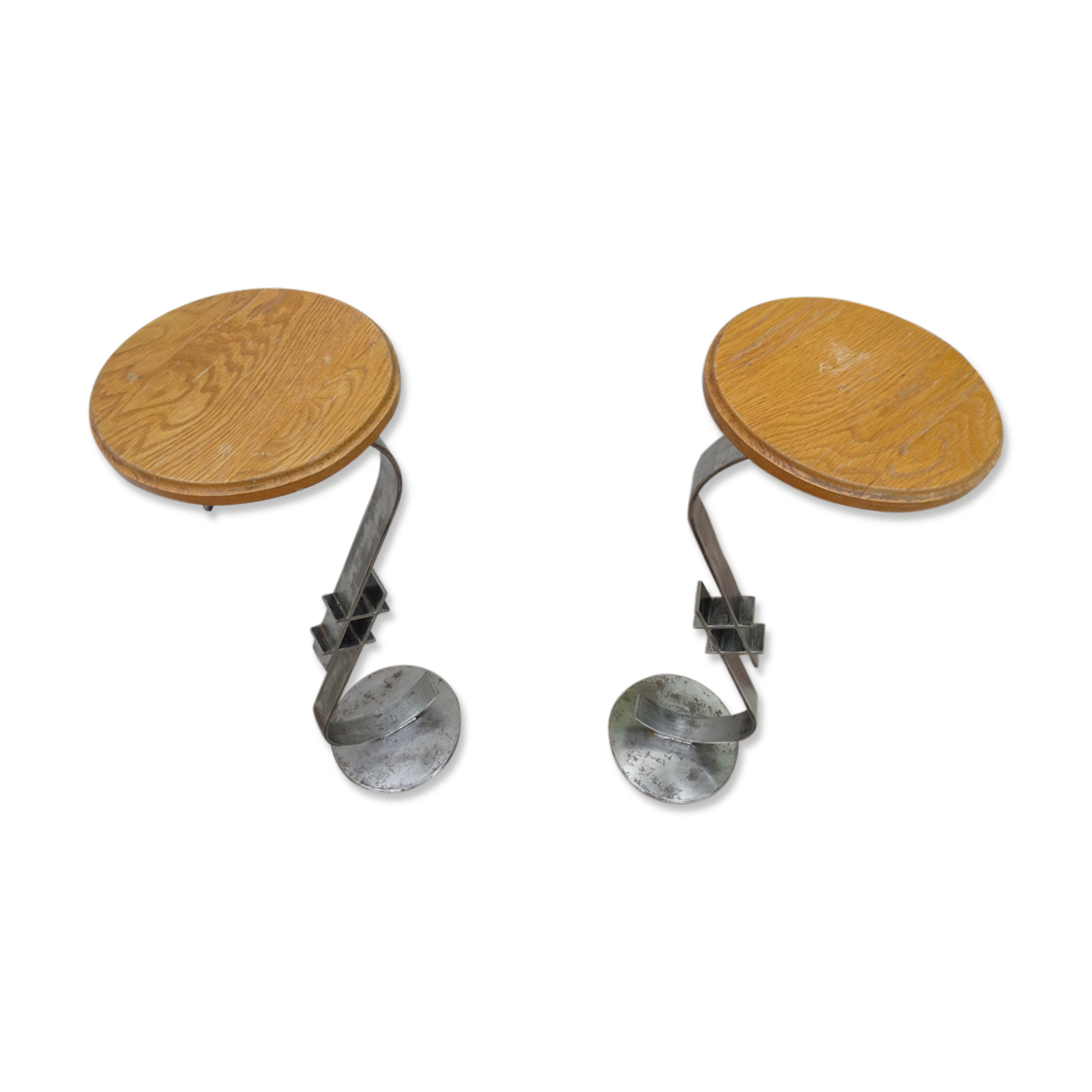 Pair of steel and oak selets