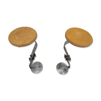 Pair of steel and oak selets