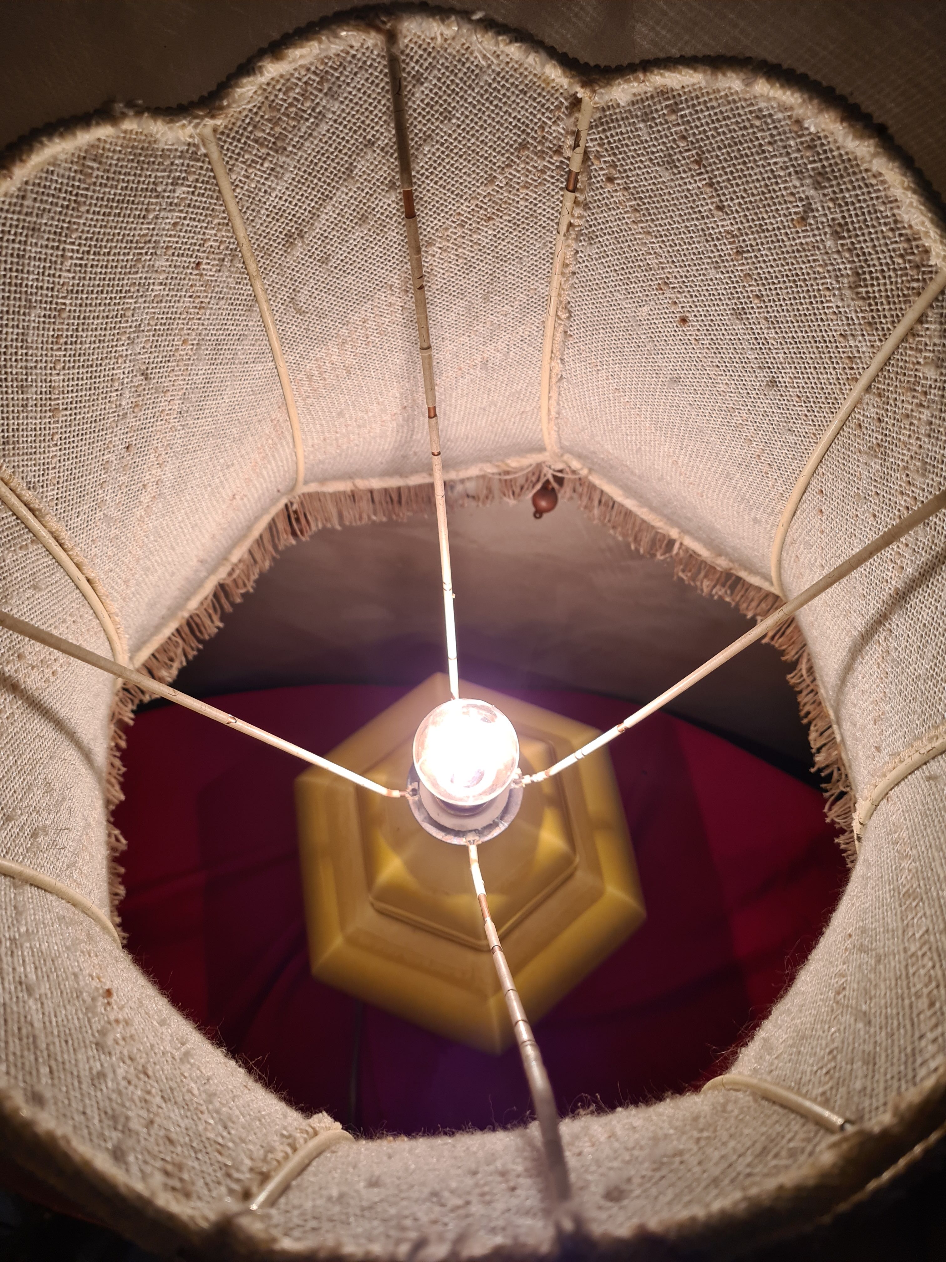 Lamp asia pedestal wood lampshade cotton mottled with wooden bead 70x40