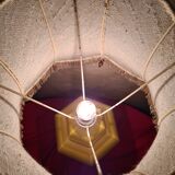 Lamp asia pedestal wood lampshade cotton mottled with wooden bead 70x40