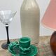 Vallauris candle holder in vintage green ceramic 1970