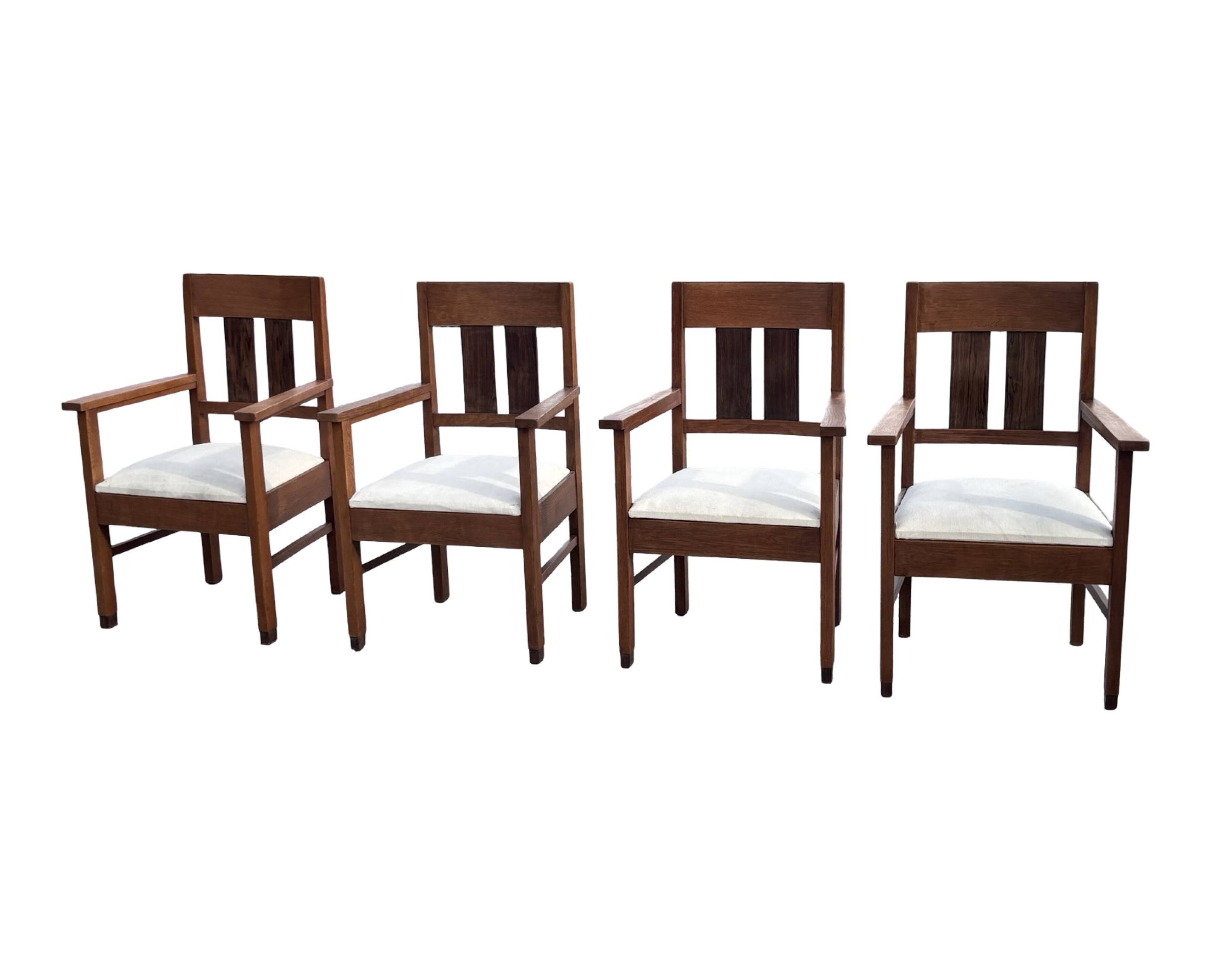 Set of four Art Deco chairs oak Amsterdam School Design 30's