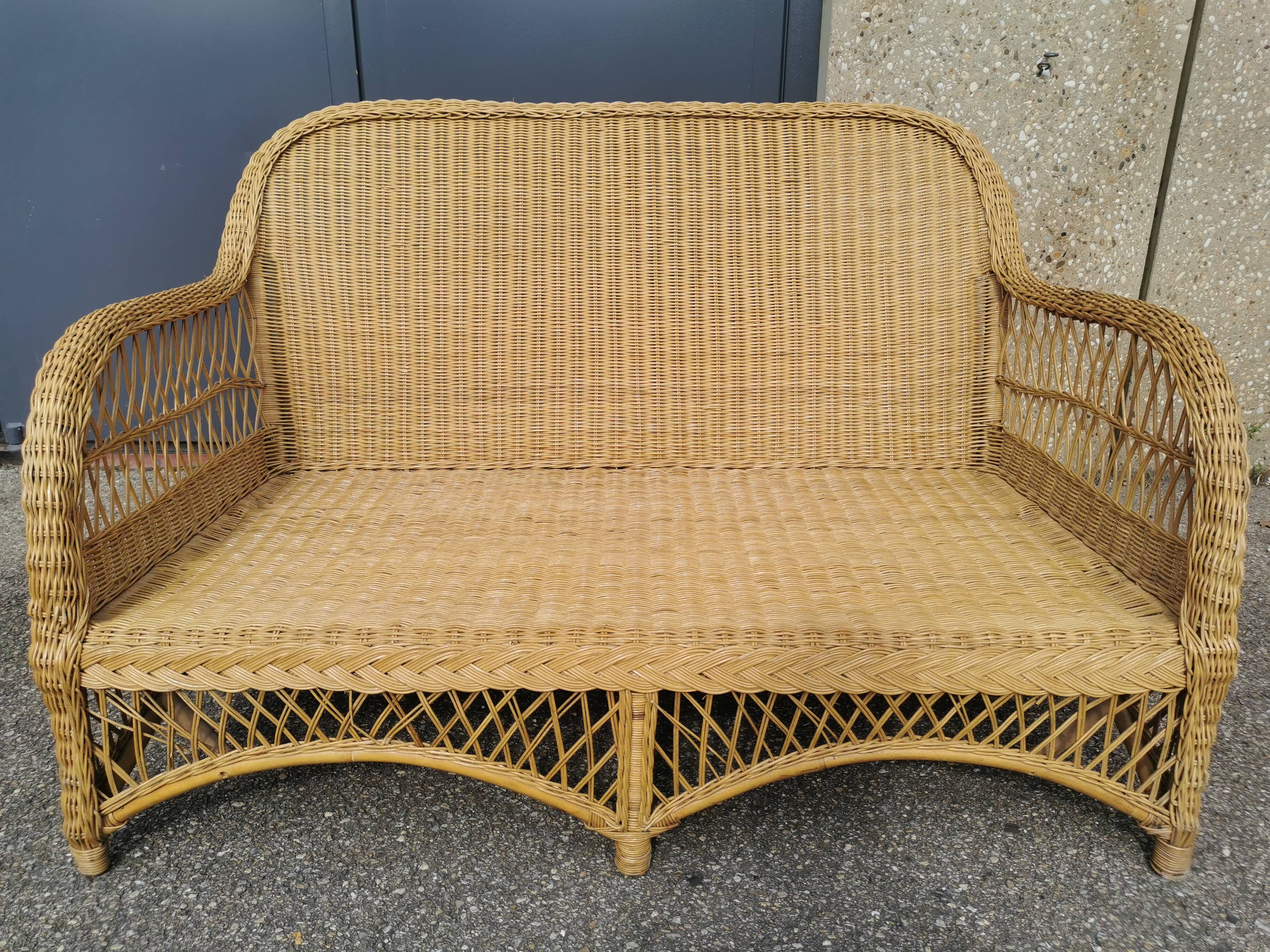 Complete rattan lounge from the 1950s