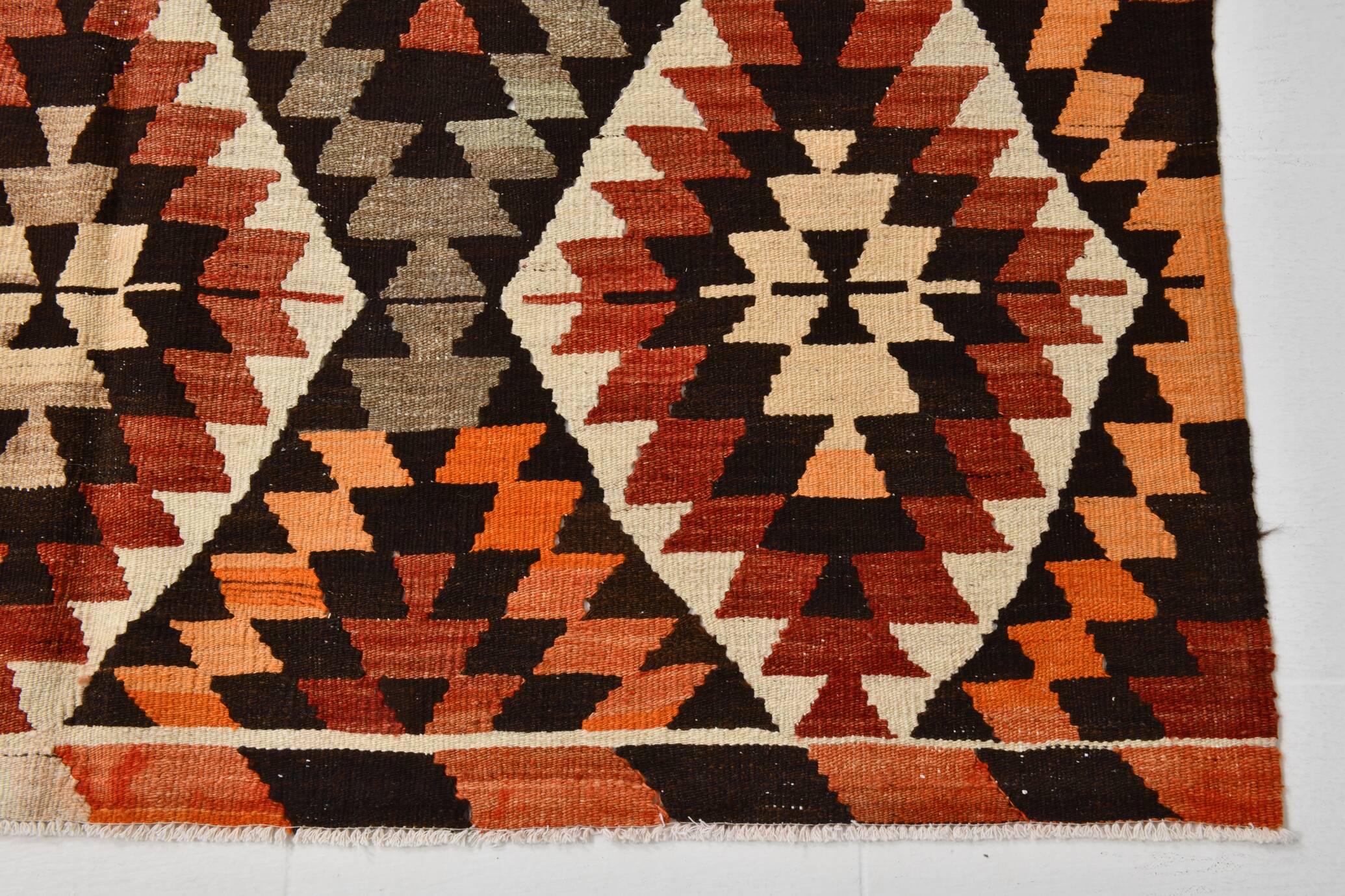 6x11 Geometric Pattern Turkish Vintage Kilim Rug, 172x346Cm