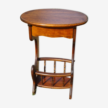 Pedestal table, magazine holder with small drawer