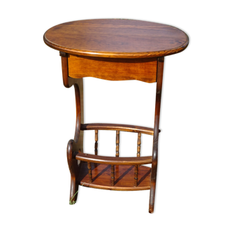 Pedestal table, magazine holder with small drawer