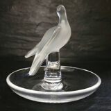 Lalique France – Satin-finished crystal dish with bird, vintage model