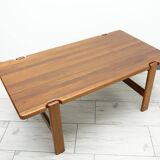 Elegant bench in vintage solid teak wood. after professional renovation.