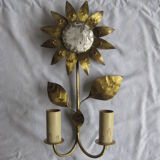 Brass sunflower sconces