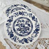 Lot de 5 assiettes à dessert en porcelaine Crown Clarence décor floral bleu