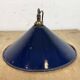 Industrial British Dark Blue Enamel Factory Pendant Lamp, 1950s