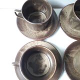 4 vintage stoneware cups + 4 saucers (A1)
