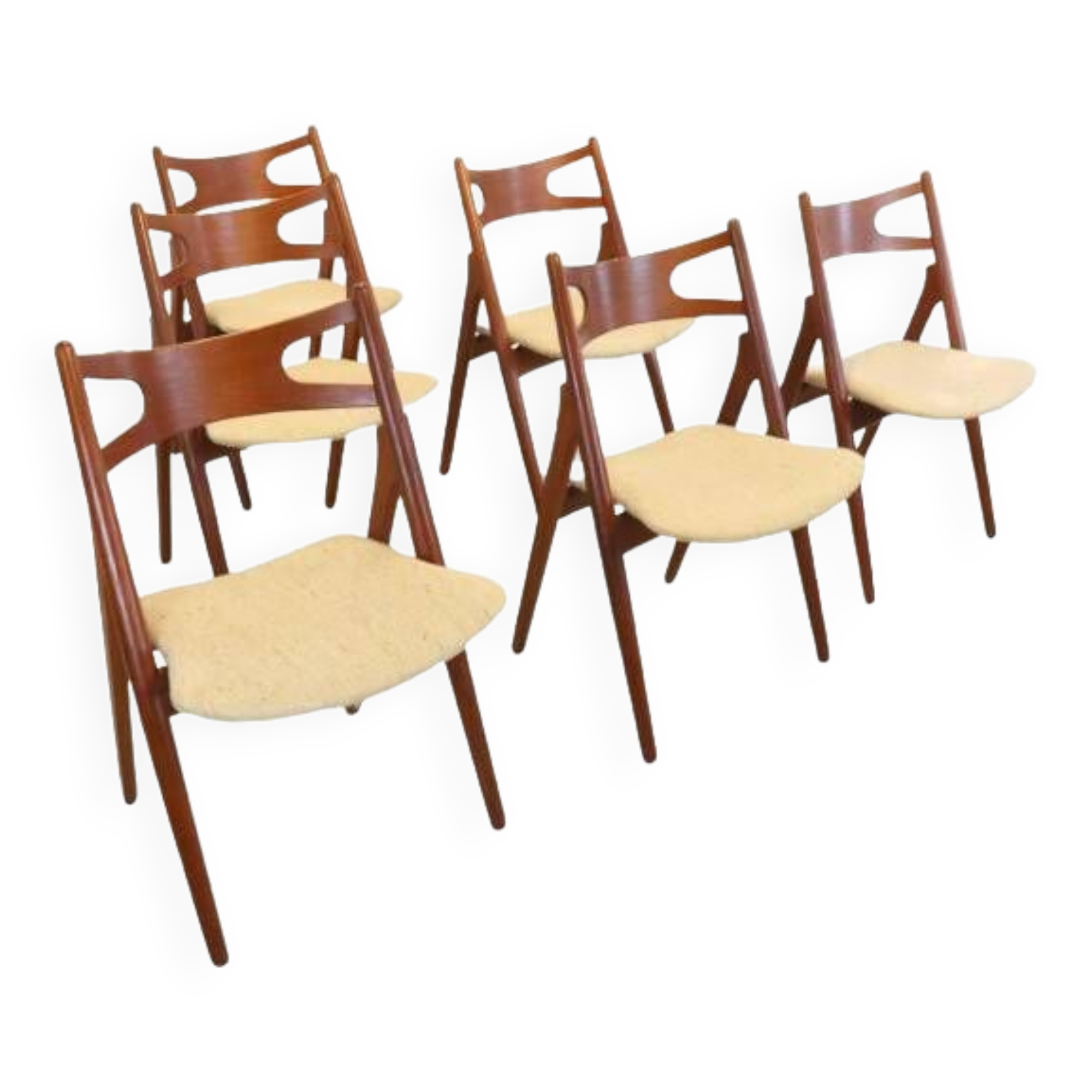 Set van 6 Hans Wegner voor Carl Hansen CH 29 stoelen