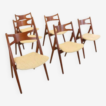 Set van 6 Hans Wegner voor Carl Hansen CH 29 stoelen