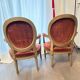 2 Louis XV style armchairs in wood and old pink velvet