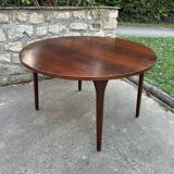 Round rosewood dining table by H. Henning for B. Hansen, 4/8 people.