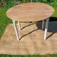 Antique patinated round table – wooden top