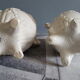 White dabbling vases with capodimonte porcelain floral decoration