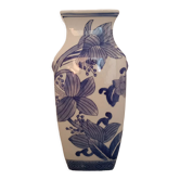 Vase style asiatique décor floral fait main