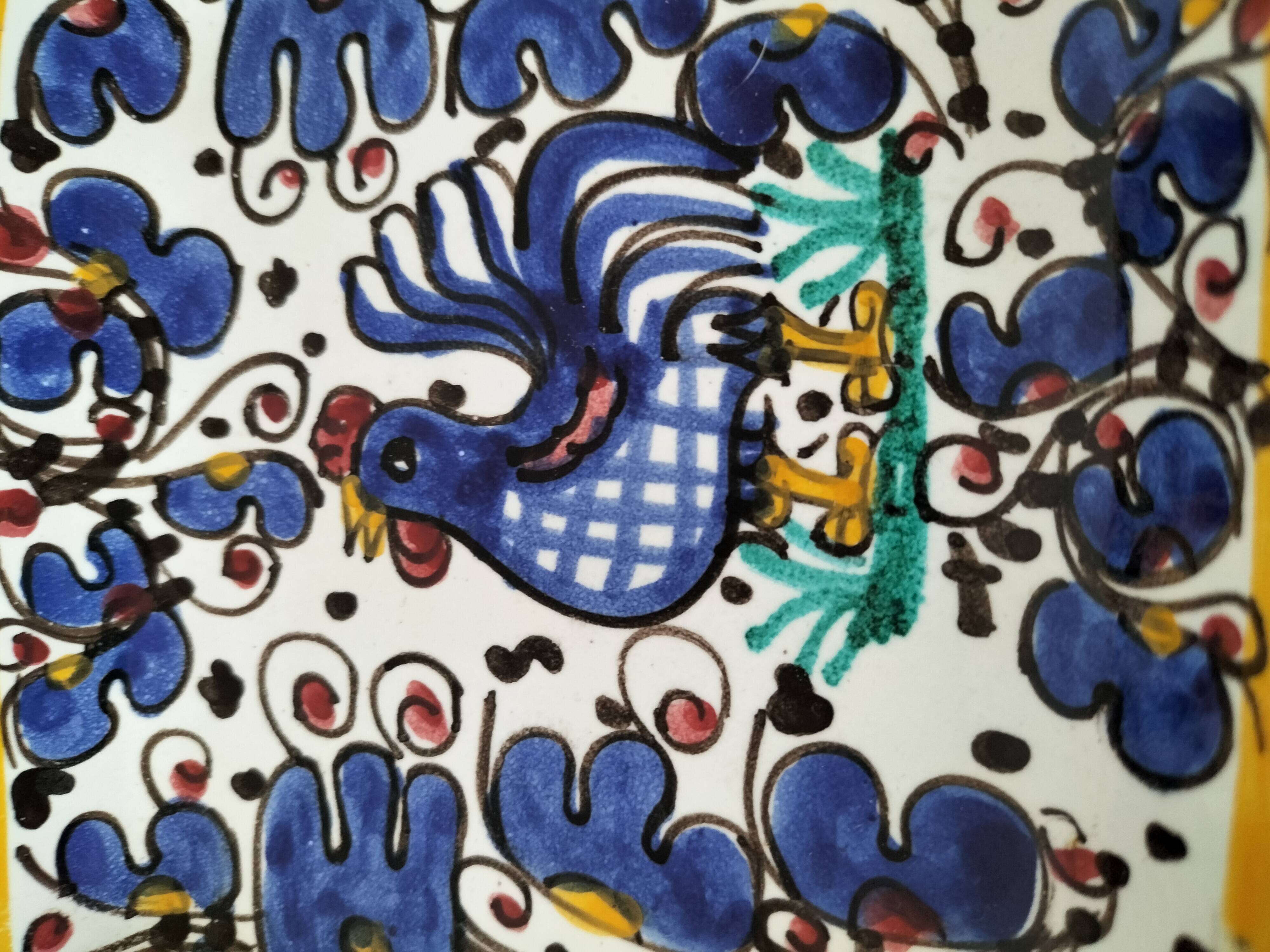 Small earthenware dish with rooster decoration – Portugal, hand-painted