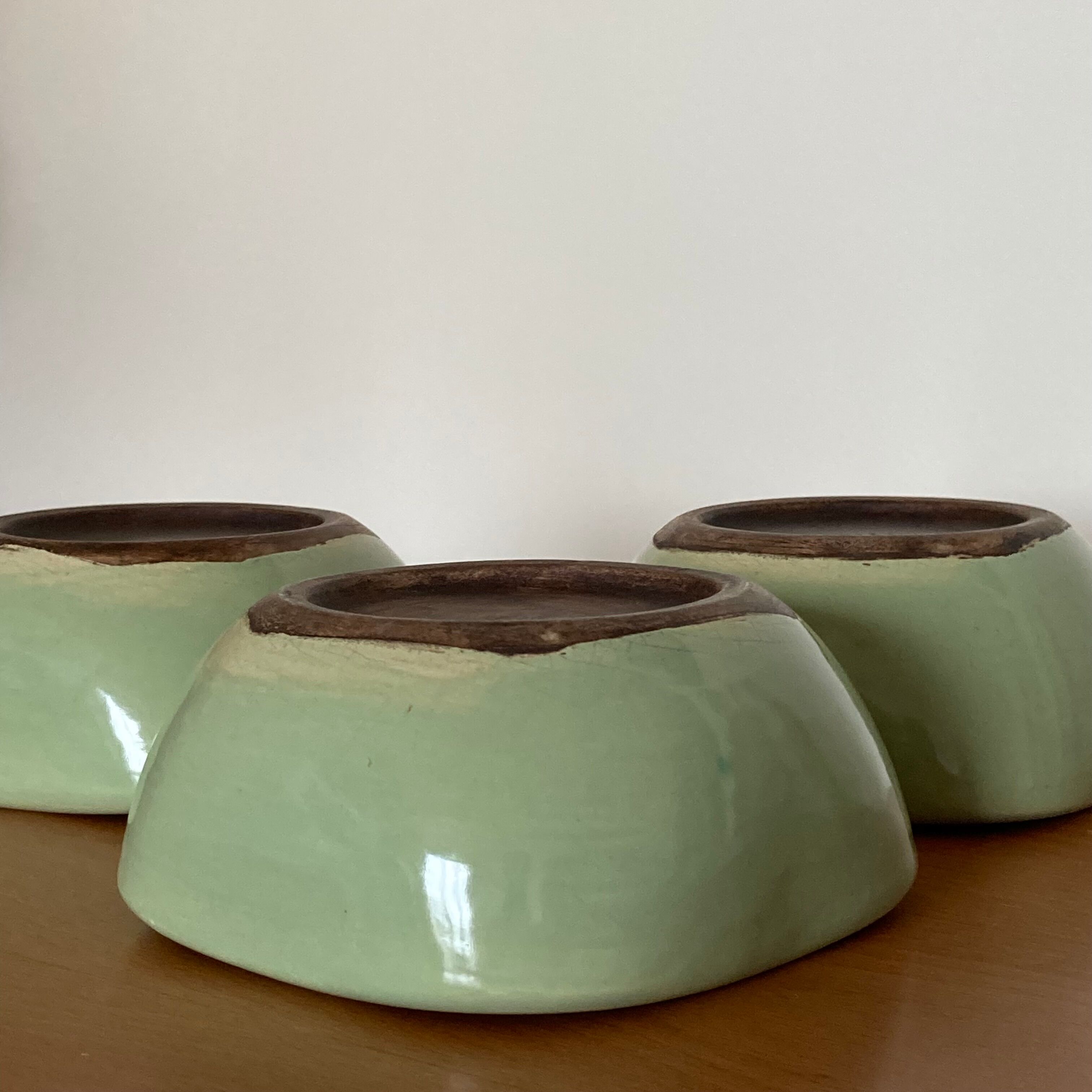 3 bowls 50s celadon Keramos