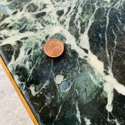 Mid-century coffee table in green marble and brass, 1960s