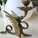 Paire de bougeoirs antiques dragons ailés/chimères/phoenix, style napoléon iii, 19ème. en bronze doré