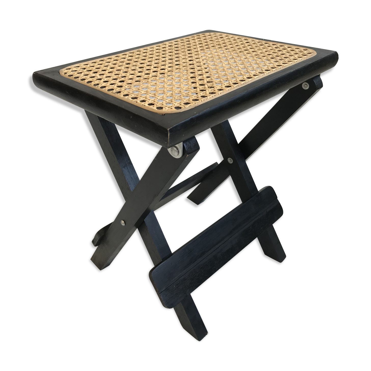 Stool in black folding caning