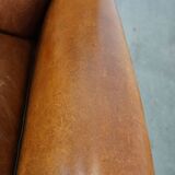 Set of 2  vintage cognac-colored sheep leather armchairs