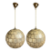 Pair midcentury mother of pearl Capiz large pendants, Feldman Lighting Co