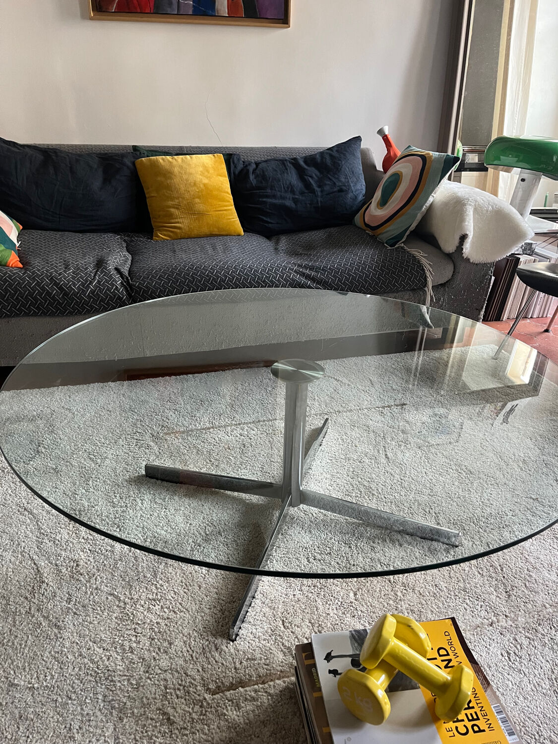 Glass coffee table in Roche Bobois style