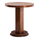 Art Deco style pedestal table in walnut wood veneer. France, 40's