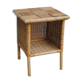 Table de chevet rotin vintage