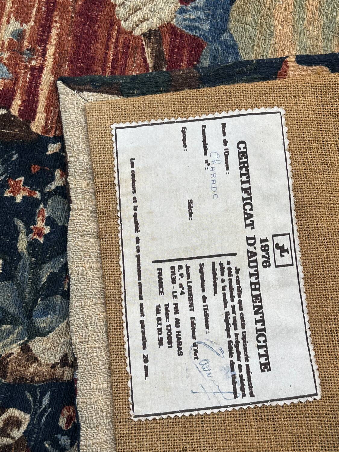 Vintage tapestry hand-screen printed in France